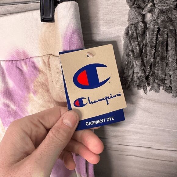 Champion Mens Purple White Tan Tie Dye Active Sweat Shorts Size Medium - Picture 8 of 9